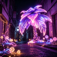 Lanternes d'extérieur en fil d'acier en forme de fleur, aux tons violets colorés, pour les remises de diplômes, Diwali, les sites touristiques et les places de loisirs