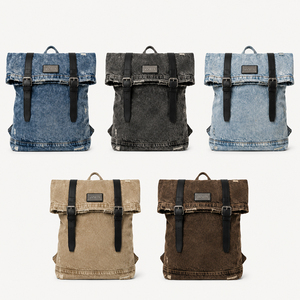 GORFLA Mochila de mezclilla para hombre, estilo informal, gran capacidad, impermeable, multifuncional, uso diario - Product Image 6