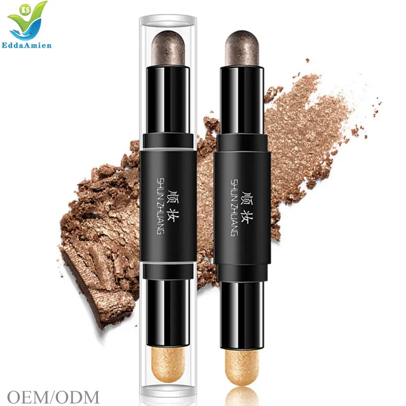 OEM Eye Makeup Cosmetics Double Velvet Shimmer Earth Color Eyeshadow Stick Eye Shadow Cream Pen