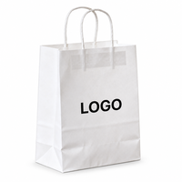 Sacs en papier kraft blancs imprimés sur mesure avec poignées torsadées, sacs d'emballage pour café, lait, thé à emporter pour restaurant