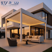 Pérgola Resistente con Techo Retráctil de Aluminio y Cocina Modular para Exteriores, Ideal para Reuniones Familiares