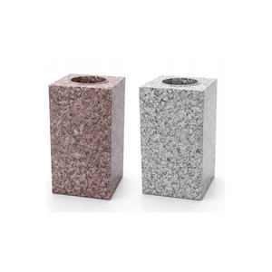 Jarrón de Granito Negro Sagrado para Piso, 28 cm, Redondo, Diseño de Lápida, para Exhibición de Flores en Cementerios, Uso Conmemorativo Duradero - Product Image 1