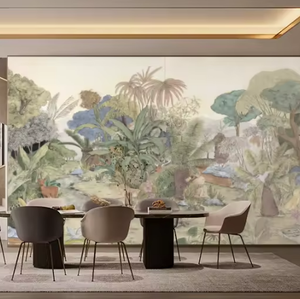 Papier peint <span class=keywords><strong>mural</strong></span> personnalisé imprimé en 3D, paysage tropical de <span class=keywords><strong>jungle</strong></span>, peint à la main, autocollant <span class=keywords><strong>mural</strong></span> à peler et à coller, oiseaux, forêt, plantes - Product Image 5