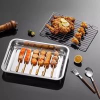 Plaque de cuisson carrée en acier inoxydable robuste pour four grille-pain avec grille de refroidissement, compacte, compatible lave-vaisselle, facile à nettoyer, plateau sain