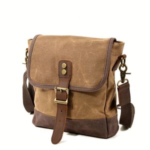 BIERLIFU LHYT032 - Bolsa de Mensajero de Lona Encerada Vintage para Viaje, con Logotipo Personalizado, Impermeable, Duradera, con Hebilla, para Cámara Fotográfica, Bolsos para Hombre - Product Image 3