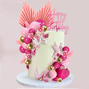 Roze Kaart Verjaardag Happy Cake Decoratief Invoegen Decoratie Internet Celebrity Party Desserttafel