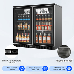 Профессиональный холодильник для пива и вина с черной раздвижной стеклянной дверью, двухдверный барный холодильник, портативный охладитель для пива для бара - Product Image 2