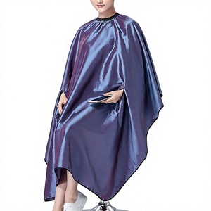 Capa de Peluquería de Material PU Resistente al Agua, Color Morado, con Bolsillo, para Uso en Salón - Product Image 1