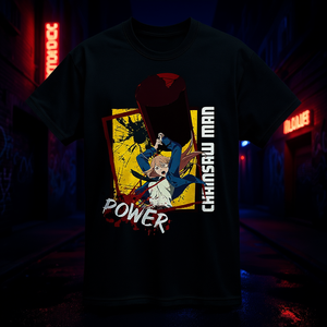 เกรทอีสเทิร์นเอนเตอร์เทนเมนท์ เชนซอว์แมน พาวเวอร์เสื้อยืดผู้ชายสำหรับผู้ใหญ่ทรงปกติแขนสั้นผ้าฝ้าย 100% คอกลมลำลอง - Product Image 2