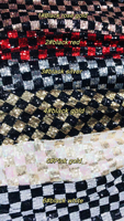 Nouveau tissu à paillettes en maille suisse à carreaux noir et blanc, tulle dentelle à paillettes pour sac