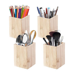 לוגו מותאם אישית הדפסה עגולה משרד עץ אופנה עיצוב יפה מחזיקי עיפרון שולחן אביזרים משרד בעל עט - Product Image 2