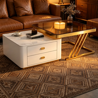 Table basse moderne de dernière conception avec rangement dissimulé, ensemble pour salon, table basse extensible avec base en acier inoxydable