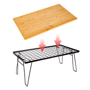 โต๊ะพับกลางแจ้งสีน้ำตาลแดง 60x25x34 ซม. โต๊ะตั้งแคมป์แบบพกพาทรงสี่เหลี่ยมพร้อมตาข่ายด้านบนสำหรับปิคนิคบาร์บีคิว - Product Image 4