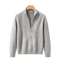 Cardigan Homme Personnalisé Anti-Plis Anti-Rétrécissement Respirant en Polaire Tricoté Laine/Cachemire Slim Chaud Col Roulé Zippé