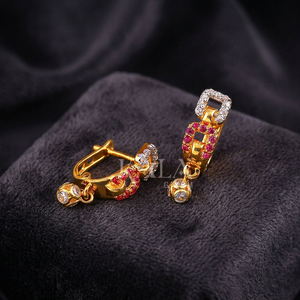 Boucles d'oreilles Bali en or 18 carats traditionnelles et élégantes pour femmes, design tendance avec diamants ronds taille brillant à clipser, cadeau - Product Image 6