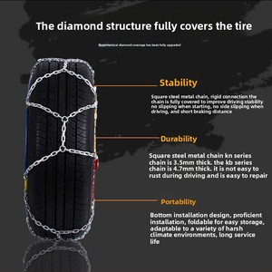 Genuino <span class=keywords><strong>KN</strong></span> 60 antideslizante nueva aleación de acero plástico cadenas de nieve para SUV coches sedán neumáticos condición usada - Product Image 2