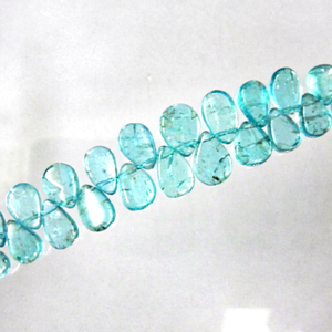 Cuentas de Apatita Azul Agua Natural Premium, Forma de Pera Briolette Lisa, 4-5mm, Hilo de 8 Pulgadas, para Fabricación de Joyas, Comprar - Product Image 1