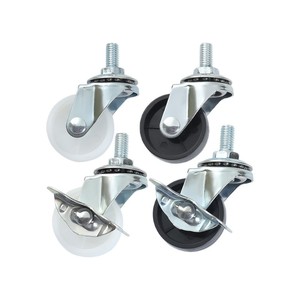 Rueda giratoria silenciosa Jet Air de 1.5 pulgadas de PP con freno para muebles y vitrinas, vástago roscado, rodamiento de bolas de precisión - Product Image 1