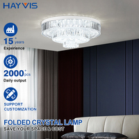 Vente directe d'usine, style moderne et luxueux, plafonnier LED rétractable 6500K blanc froid pliable 80W pour salon et chambre à coucher