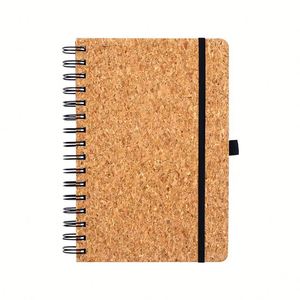 Bloc-notes à spirale avec couverture en liège format A5 avec fermeture à élastique - Product Image 1