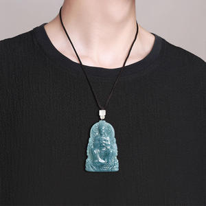 หยกธรรมชาติสีน้ำเงินหยกน้ำจืด จี้ห้อยคอ UNISEX ดีไซน์ดั้งเดิมสไตล์จีน พร้อมใบรับรองการประเมินราคา E049 - Product Image 4
