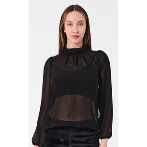 Blusa con colletto in Chiffon nero Design regalo taglie forti Hijab Eid