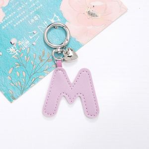 Personalized 26 English Letters Leather Keychain High Quality Colorful PU Leather <b>Bag</b> Decoration Pendant PU Leather Keychain - Product Image 6