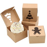 Wholesale Christmas Cookie Treat Kraft Paper Boxes Doughnut Bakery Box With Window Gift Packaging Paper Boxes for Xmas Party