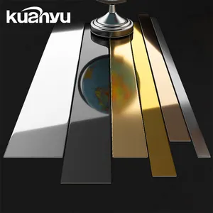 2023 NEW stainless steel decorative flat strip ROLL flat bar Self adhesive Kuanyu Foshan Supplier wall floor 5 10M tile trim