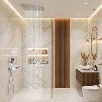 Conjunto de ducha de techo termostático empotrado, mezclador de ducha, grifo de latón para baño