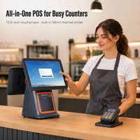 Terminal de point de vente à double écran tactile capacitif tout-en-un, caisse enregistreuse 15,6 pouces avec imprimante thermique intégrée de 58 mm, Windows I5 8 Go