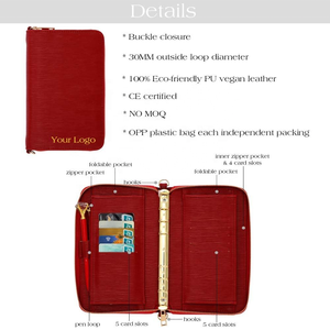 Hongbo ขายดีที่สุด27สีทองแหวน A6 saffepi หนังมีซิปที่จัดระเบียบกระเป๋าสตางค์ปกแข็งสำนักงานคริสต์มาส - Product Image 5