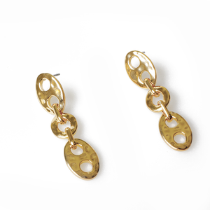 joyería Bijoux anillo superficie de Metal enlace Post pendiente estilo básico Real chapado en oro pendientes de la aleación de - Product Image 1