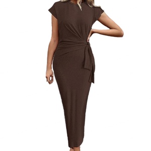 Vestido Casual Elegante para Mujer, Diseño Personalizado al por Mayor OEM/ODM, Estampado Digital a Rayas, Cintura Natural con Lazo, Manga Murciélago - Product Image 4