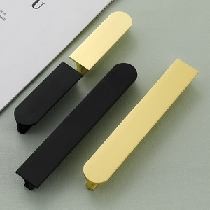 Poignées de porte d'armoire en alliage d'aluminium, style moderne minimaliste, or mat noir, non amovibles, fixation sur porte 5081 - Product Image 4