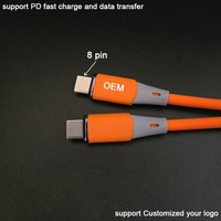 Cables de Silicona Flexibles de Grado Alimenticio con Protocolos de Entrega de Energía, USB Tipo C a 8 Pines para iOS
