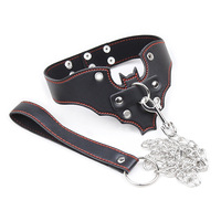 Schwarze PU-Leder Halskette Choker Schmuck mit Edelstahlkette Geschenk für Frauen und Männer