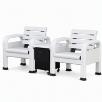 Banc de padel 2 places avec table de rangement, extérieur en alliage d'aluminium, vis en acier inoxydable 304, revêtement poudré blanc