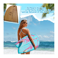 Peigne à cire pour planche de surf - Grattoir à cire en bambou et dissolvant de cire pour planche de surf - Cadeau pour surfeur