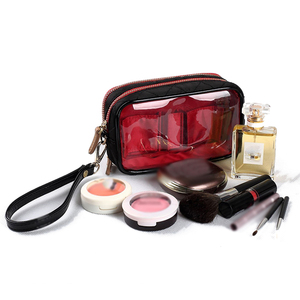 Neceser <span class=keywords><strong>transparente</strong></span> de <span class=keywords><strong>maquillaje</strong></span> con cremallera de vinilo <span class=keywords><strong>transparente</strong></span> negro, de cuero de pequeño neceser Pvc, Maleta de <span class=keywords><strong>maquillaje</strong></span> - Product Image 2