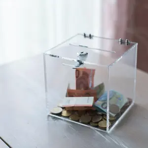 Tirelire en cube transparent, merchandising promotionnel - Product Image 1