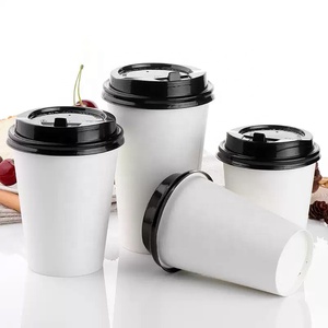 Gobelets en papier blancs jetables, simple ou double paroi, qualité alimentaire, avec logo personnalisé, vente en gros usine - Product Image 1