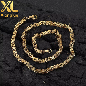 Vintage Hop Stainless Steel Zircon 18K Gold Plated Unisex Necklace Bracelet Set - Product Image 4