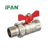 Vanne à boisseau sphérique en laiton forgé IFAN, à commande papillon, pour contrôle de débit, usage commercial, directement de l'usine