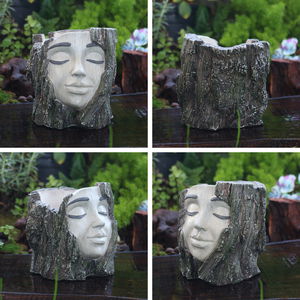 <span class=keywords><strong>Pot</strong></span> de fleurs rustique <span class=keywords><strong>en</strong></span> résine <span class=keywords><strong>en</strong></span> forme de tête d'arbre, inspiré de la nature, pour plantes succulentes - Product Image 6