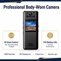 Cámara Corporal HD 1080P con Control por Voz IA, Batería de 11H, Visión Nocturna 180° °   Clip Magnético Giratorio para Lentes con Seguridad para Grabación