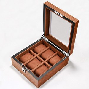 classic wooden <b>watch</b> <b>case</b> Dustproof <b>Watch</b> Storage <b>Case</b> 5/6/8/10/12/18 grid <b>watch</b> storage box with clear lid soft cushion - Product Image 2