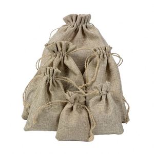 Natural Coarse Linen Jute <b>Hessian</b> Small Wedding Gift Jute Drawstring Perfume Jewelry Gift Package Calico <b>Bags</b> <b>Personalised</b> - Product Image 5