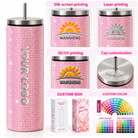 Gobelet à café droit de luxe personnalisé, 20 oz, en acier inoxydable à double paroi sous vide, avec paillettes et strass, avec couvercle à paille, pour cadeaux