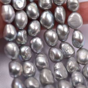 Perles d'eau douce naturelles de forme baroque, faites à la main, pour bricolage, 4-11 mm, brillantes des deux côtés, grises, perles en vrac pour boucles d'oreilles et colliers - Product Image 2